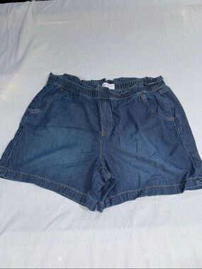Lane Bryant Dark Blue Denim Elastic-Waist Shorts